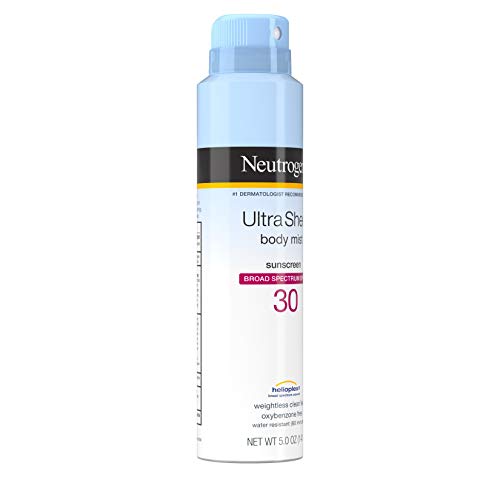 Neutrogena Ultra Sheer Body Mist Sunscreen Spray Broad Spectrum SPF 30, Lightweight, Non-Greasy & Water Resistant, Oil-Free & Non-Comedogenic, Oxybenzone-Free UVA/UVB Sunscreen Mist, 5 oz (Pack of 3)