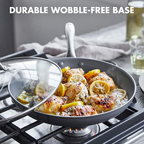 GreenPan Lima Ceramic Hard Anodized 12" Frying Pan Skillet with Lid, PFAS/PFOA-Free Nontoxic Pots and Pans, Oven & Broiler Safe, Stainless Steel Handle, Cookware for Eggs & Omelet, Gray