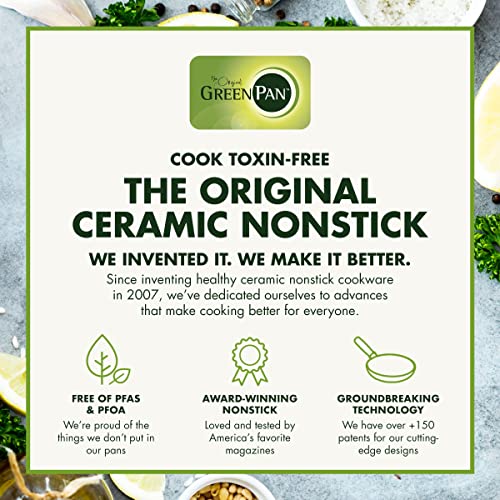 GreenPan Lima Ceramic Hard Anodized 12" Frying Pan Skillet with Lid, PFAS/PFOA-Free Nontoxic Pots and Pans, Oven & Broiler Safe, Stainless Steel Handle, Cookware for Eggs & Omelet, Gray