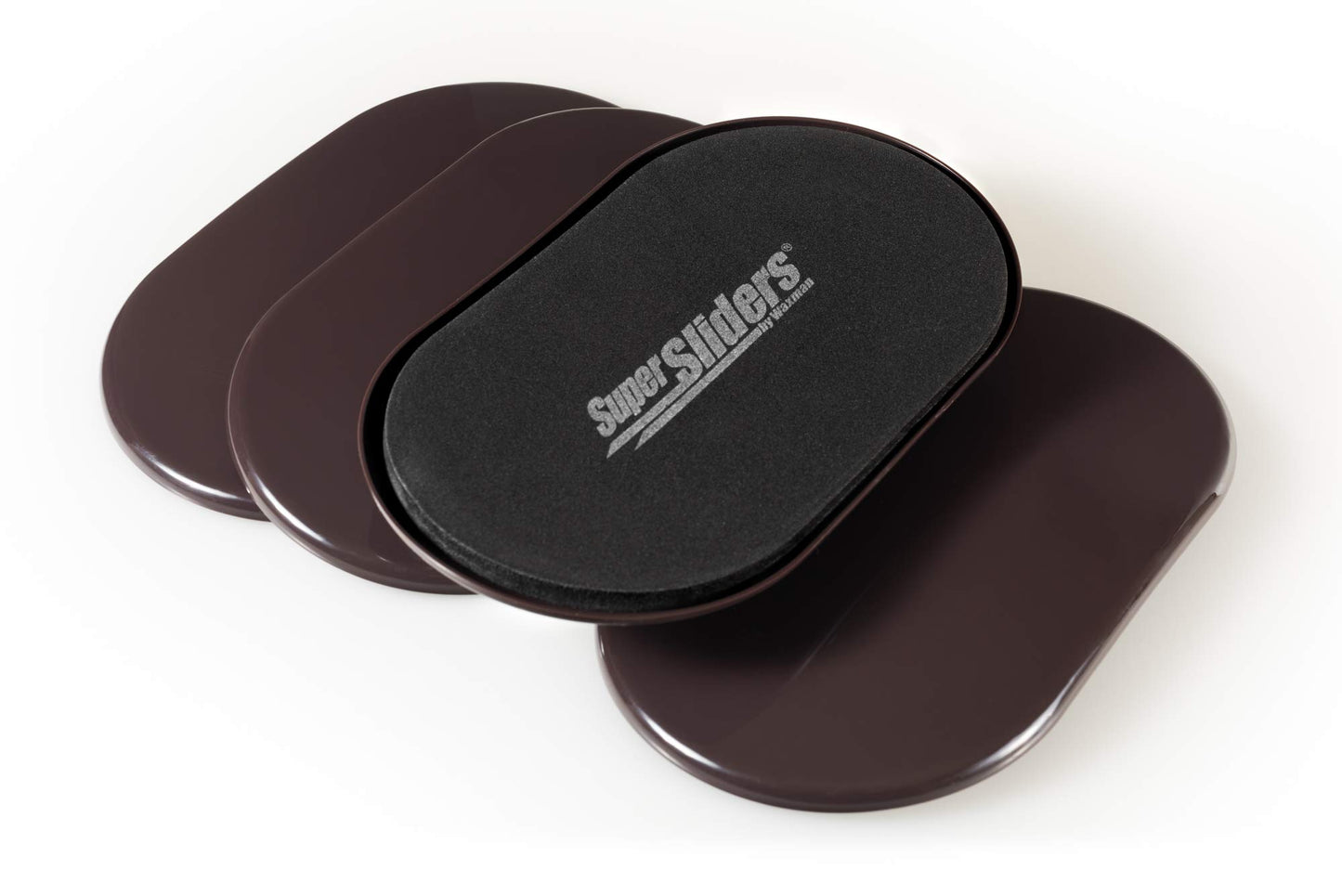 Super Sliders 5 3/4" x 9 1/2" Oval Reusable Furniture Sliders for Carpet - Effortless Moving and Surface Protection, Brown (4 Pack)