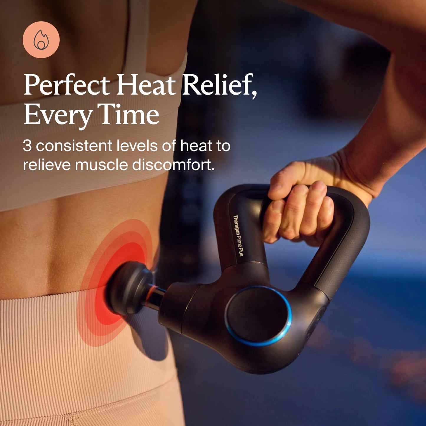 TheraGun Prime Plus Heated, Powerful Massage Gun for Enhanced Warm-Up & Workout Recovery - Quiet Deep Tissue Massager for Body and Back Pain Relief - Leg & Back Massager with Heat (Prime Plus)