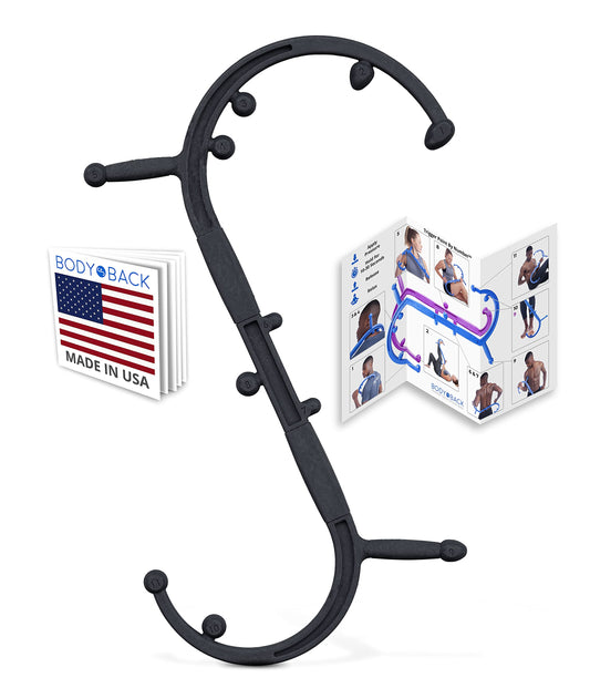 Body Back Buddy Elite – USA Made – Trigger Point Massage Tool, Shoulder Neck Back Handheld Self Massager, Manual Massage Cane, Hook, Muscle Knot Remover with Instructions, Patented (Black)