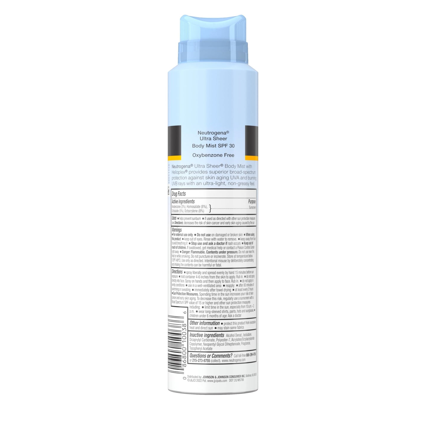 Neutrogena Ultra Sheer Body Mist Sunscreen Spray Broad Spectrum SPF 30, Lightweight, Non-Greasy & Water Resistant, Oil-Free & Non-Comedogenic, Oxybenzone-Free UVA/UVB Sunscreen Mist, 5 oz (Pack of 3)