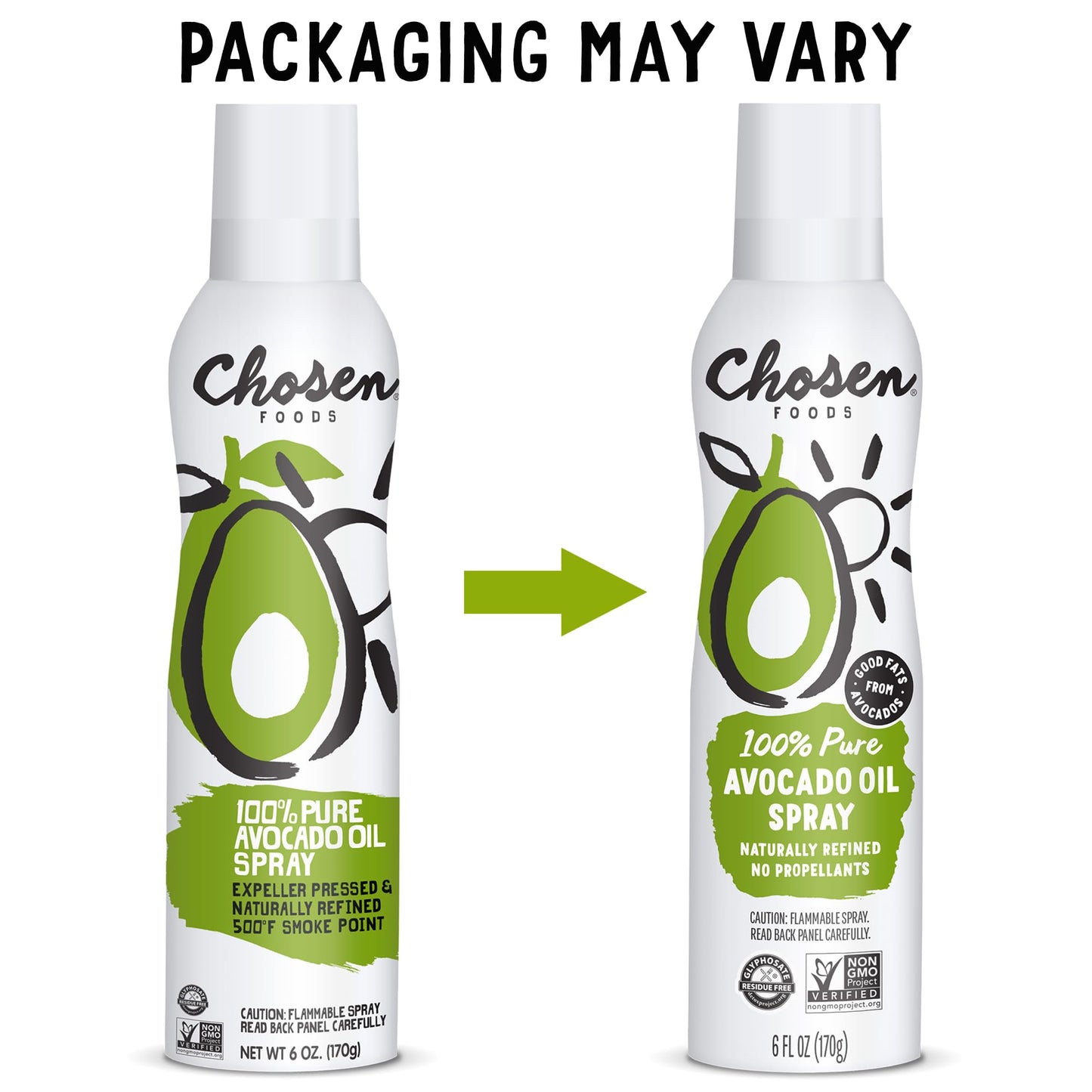 Chosen Foods 100% Pure Avocado Oil Spray, Keto and Paleo Diet Friendly, Kosher Cooking Spray for Baking, High-Heat Cooking and Frying (6 oz)