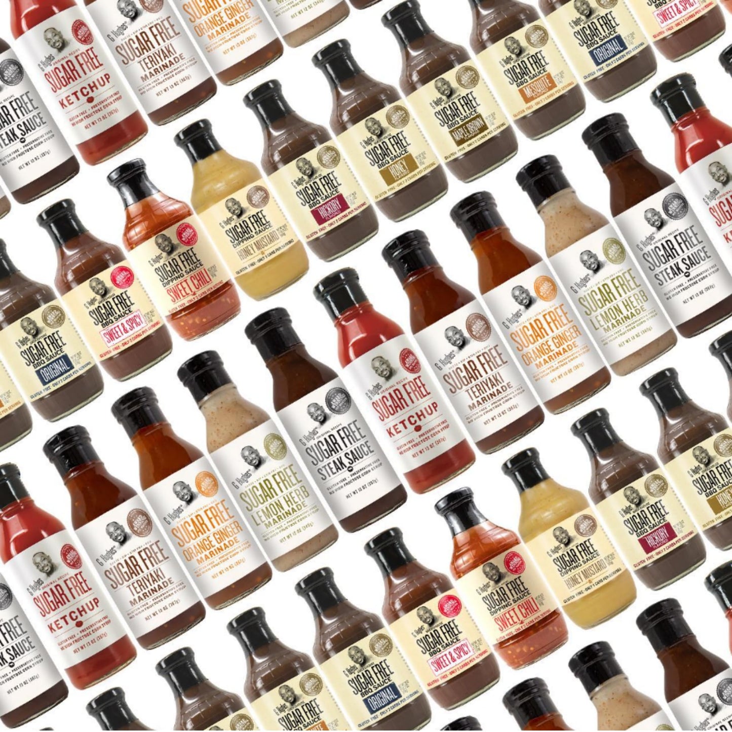 G Hughes Sugar Free, BBQ Sauce Variety Pack - Original, Honey, Maple Brown and Hickory, Gluten Free Sauces, Sugar Free BBQ Sauces, Keto-Friendly Sauces - 18 Oz (4-Pack)