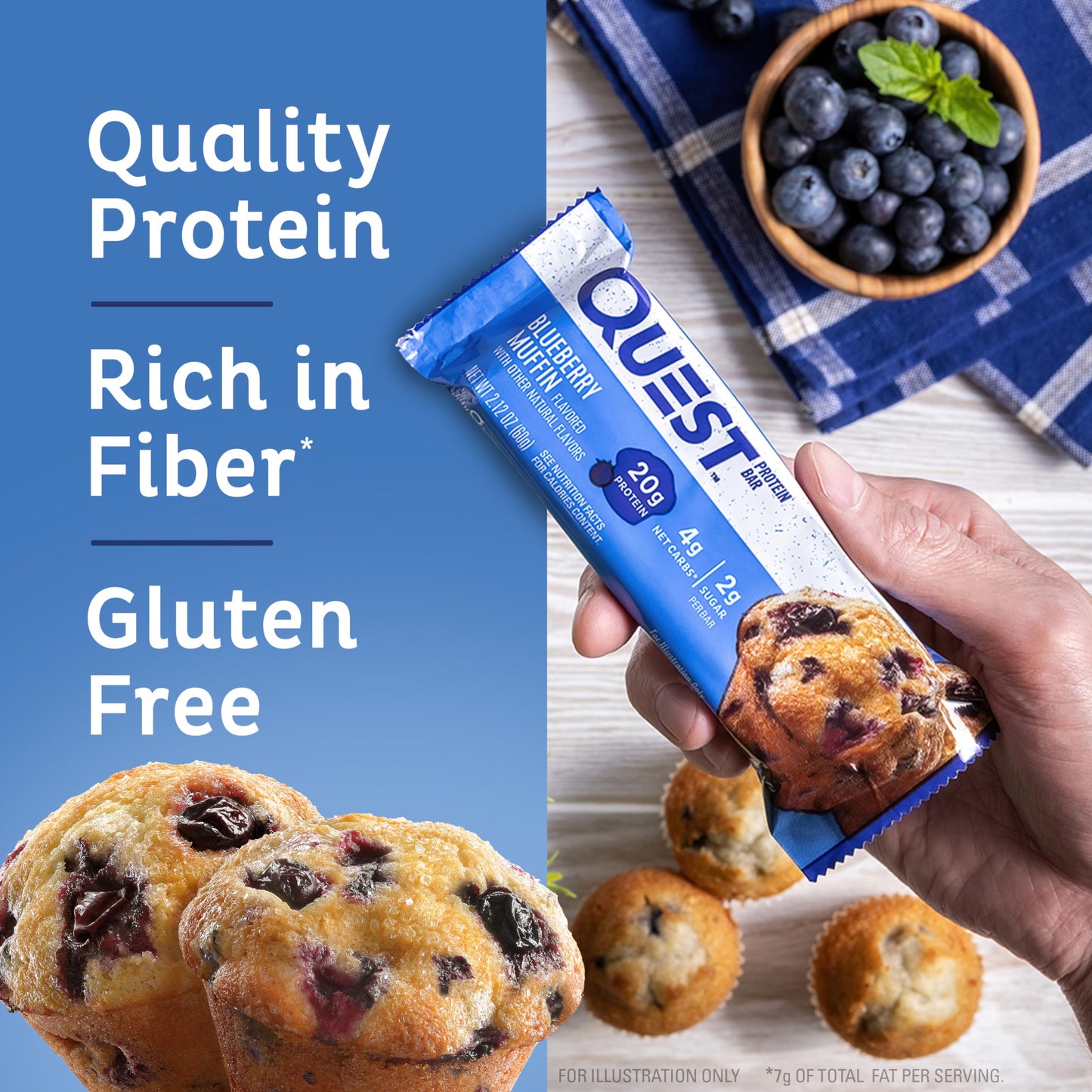 Quest Nutrition Blueberry Muffin Protein bar, 8.48 Oz (Pack Of 4)