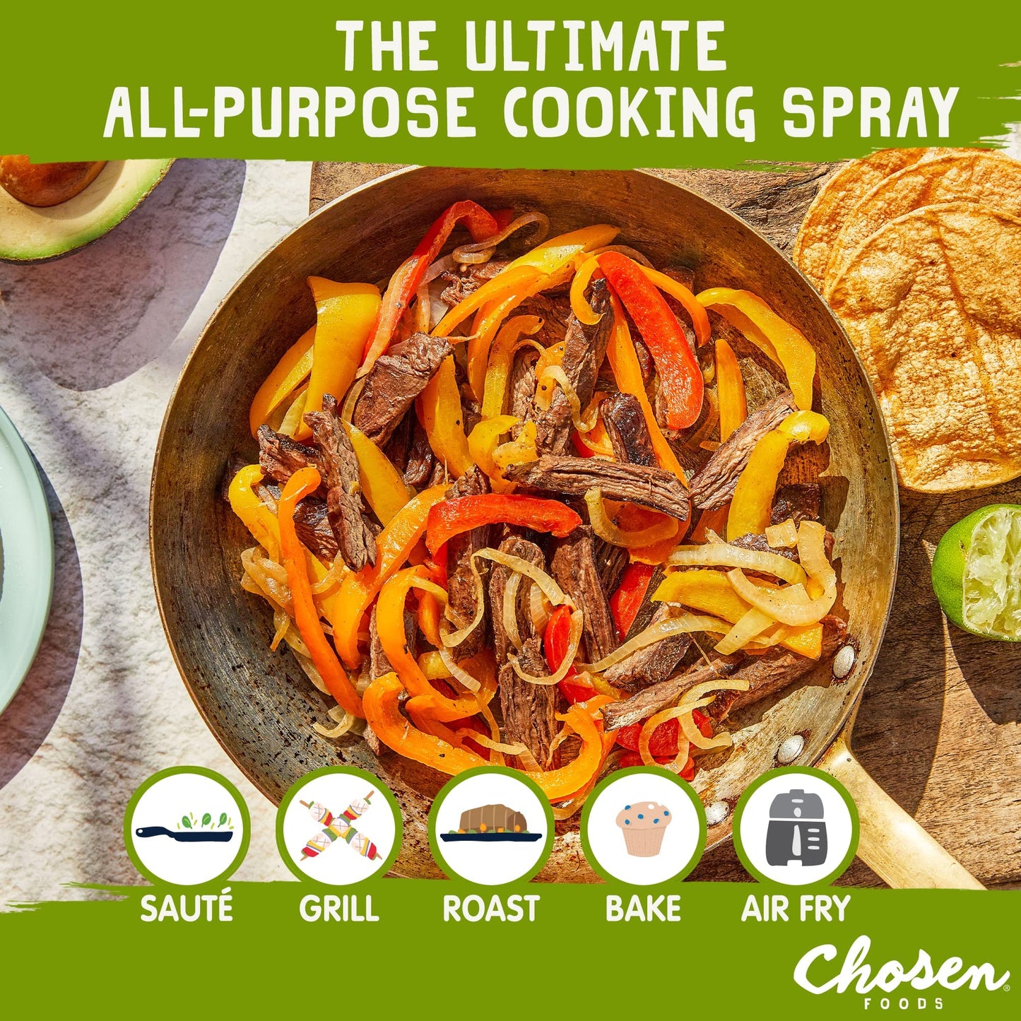 Chosen Foods 100% Pure Avocado Oil Spray, Keto and Paleo Diet Friendly, Kosher Cooking Spray for Baking, High-Heat Cooking and Frying (6 oz)