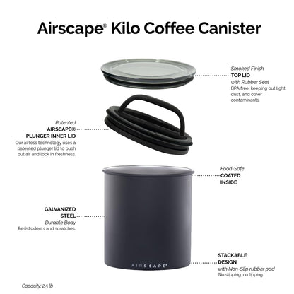 AirScape by Planetary Design | 2.2 lbs Coffee Storage | Matte Gray