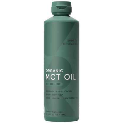 Sports Research® Organic Coconut MCT Oil, 16oz (Unflavored)