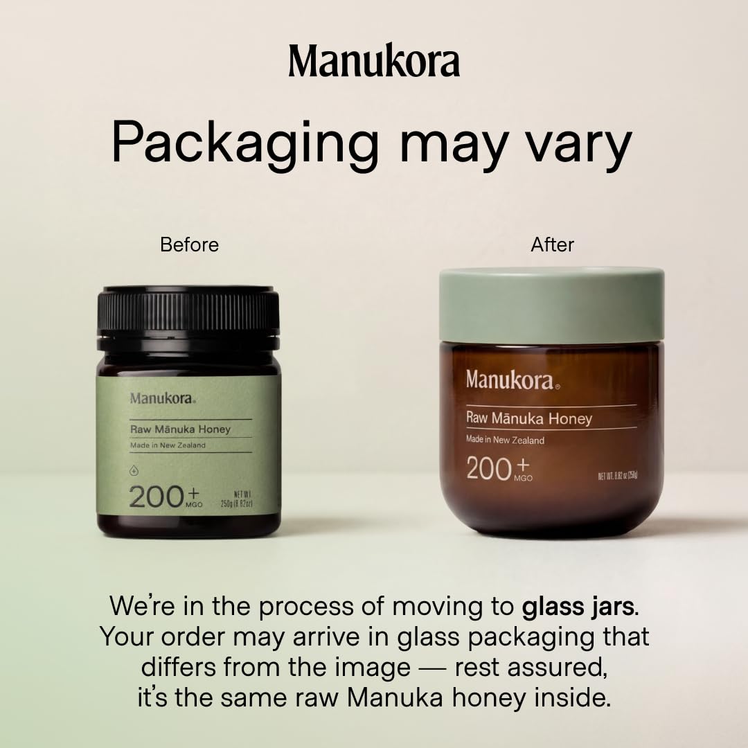 Manukora Raw Manuka Honey, MGO 200+, New Zealand Honey, Non-GMO, Traceable from Hive to Hand, Daily Wellness Support - 250g (8.82 Oz)