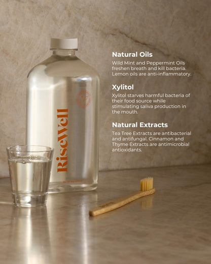 RiseWell Balancing Mouthwash - pH Balancing Alkaline Alcohol Free Mouthwash - Dentist Developed Dry Mouth Rinse and Breath Freshener - Natural, SLS-Free - Fresh Cool Breath - Wild Mint, 16 Oz