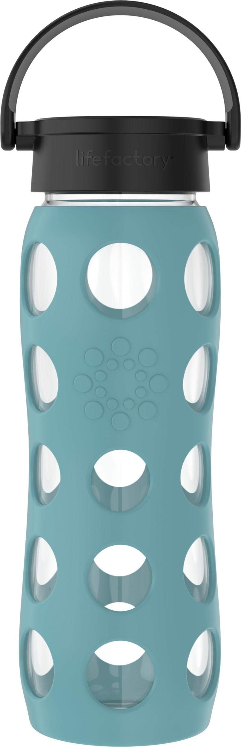 Lifefactory 22 oz Glass Water Bottle with Classic Chug Cap, Aqua Teal
