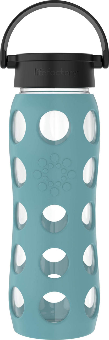 Lifefactory 22 oz Glass Water Bottle with Classic Chug Cap, Aqua Teal