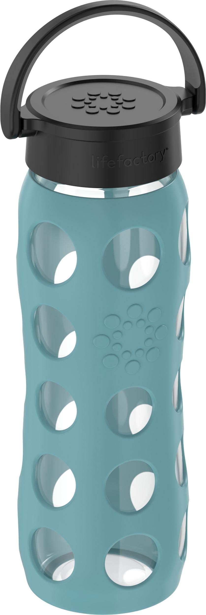Lifefactory 22 oz Glass Water Bottle with Classic Chug Cap, Aqua Teal