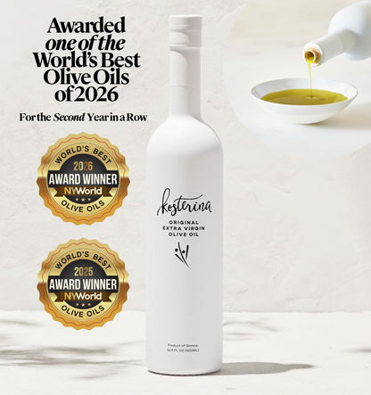 Kosterina Original Extra Virgin Olive Oil | Polyphenol Rich Greek Olive Oil, Cold-Pressed EVOO, Early Harvest Koroneiki Olives | Harvested in Greece (16.9 oz)