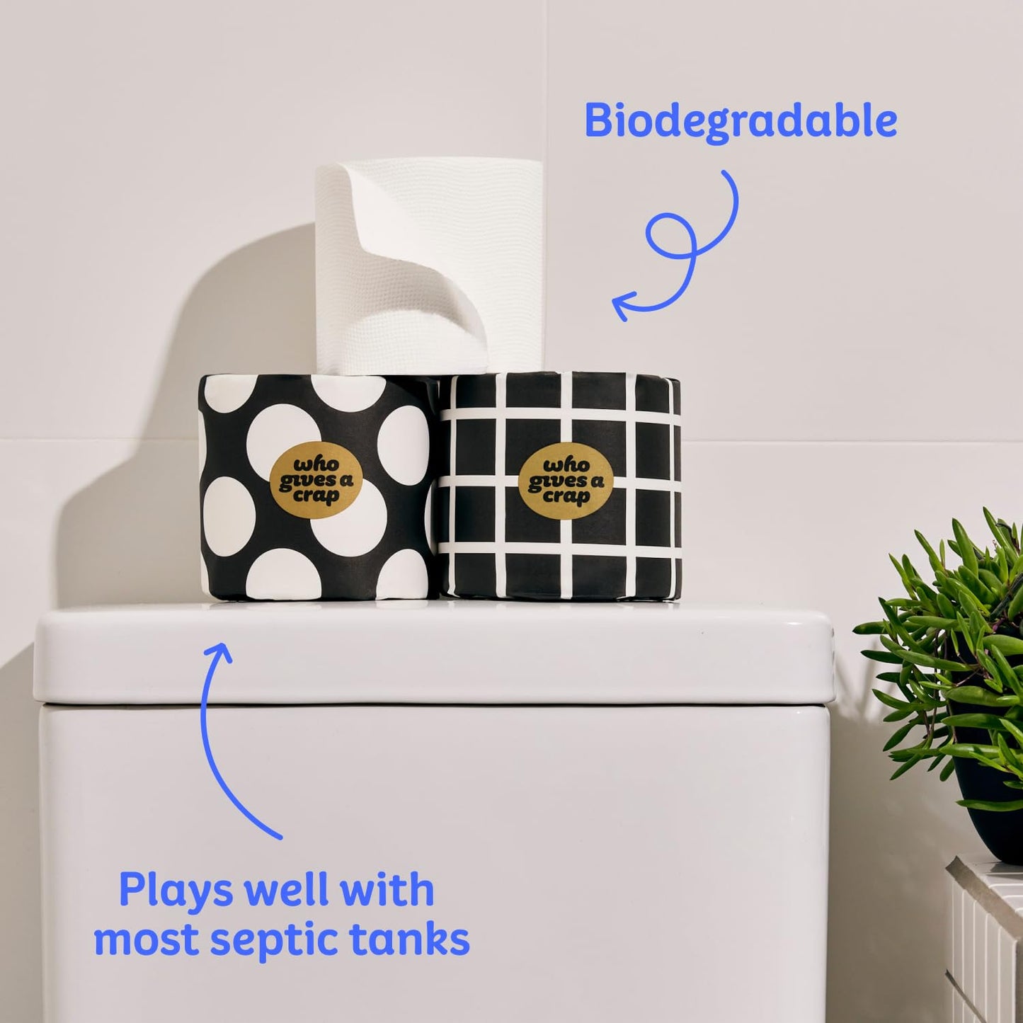 Who Gives A Crap 100% Bamboo Toilet Paper, 16 Rolls, 3 Ply, 330 Sheets, Long, Strong & Soft Toilet Tissue, Sustainable, Biodegradable, Renewable, Tree Free Bathroom Tissue Made with Bamboo Fibers