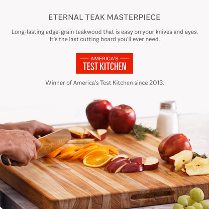 Teakhaus Cutting Board - Large (L) Teak Wood Cutting Board 20”L x 15”W x 1.5” Thick - Sustainably Harvested and FSC Certified - Knife Friendly with Natural Oil Finish