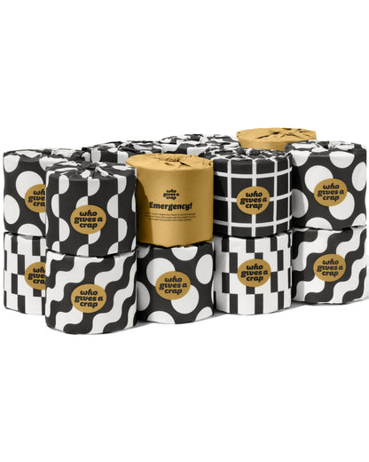 Who Gives A Crap 100% Bamboo Toilet Paper, 16 Rolls, 3 Ply, 330 Sheets, Long, Strong & Soft Toilet Tissue, Sustainable, Biodegradable, Renewable, Tree Free Bathroom Tissue Made with Bamboo Fibers