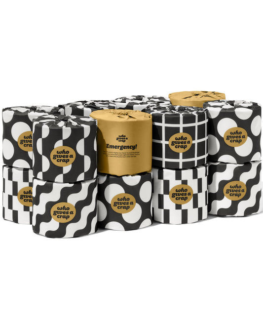 Who Gives A Crap 100% Bamboo Toilet Paper, 16 Rolls, 3 Ply, 330 Sheets, Long, Strong & Soft Toilet Tissue, Sustainable, Biodegradable, Renewable, Tree Free Bathroom Tissue Made with Bamboo Fibers