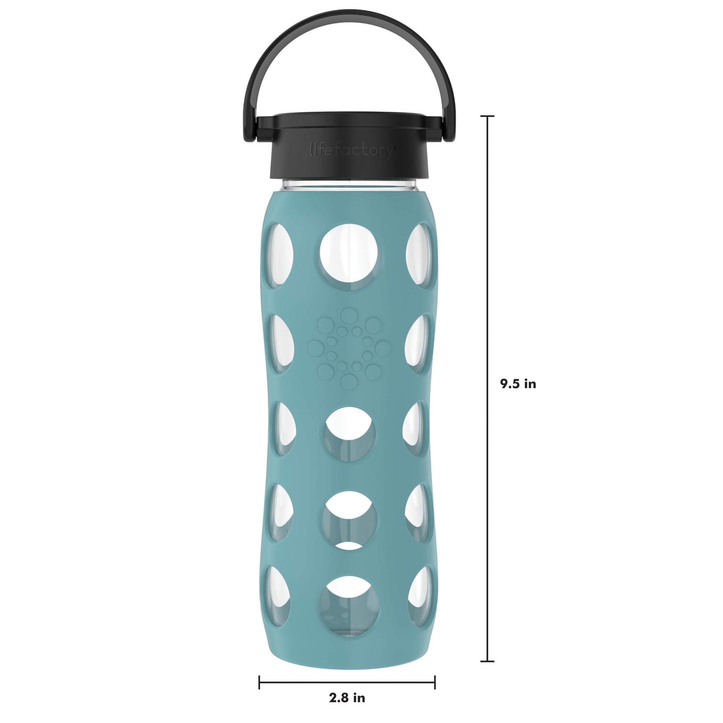 Lifefactory 22 oz Glass Water Bottle with Classic Chug Cap, Aqua Teal