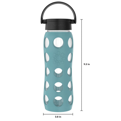 Lifefactory 22 oz Glass Water Bottle with Classic Chug Cap, Aqua Teal