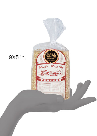 Amish Country Popcorn | 2 lb Bag | Baby White Popcorn Kernels | Small and Tender | Old Fashioned, Non-GMO and Gluten Free (Baby White - 2 lb Bag)