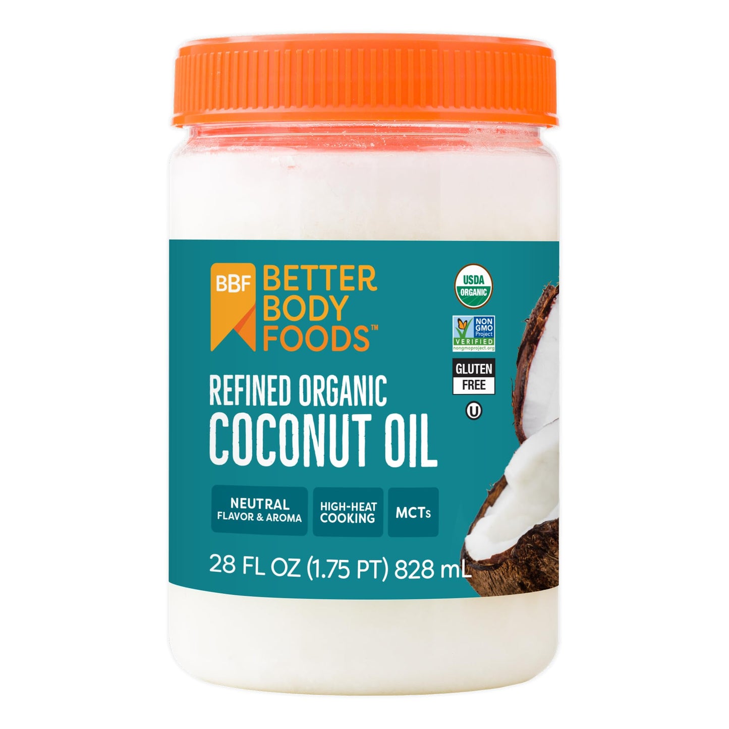 BetterBody Foods Refined Coconut Oil 28 Fl Oz, Organic, Non-GMO