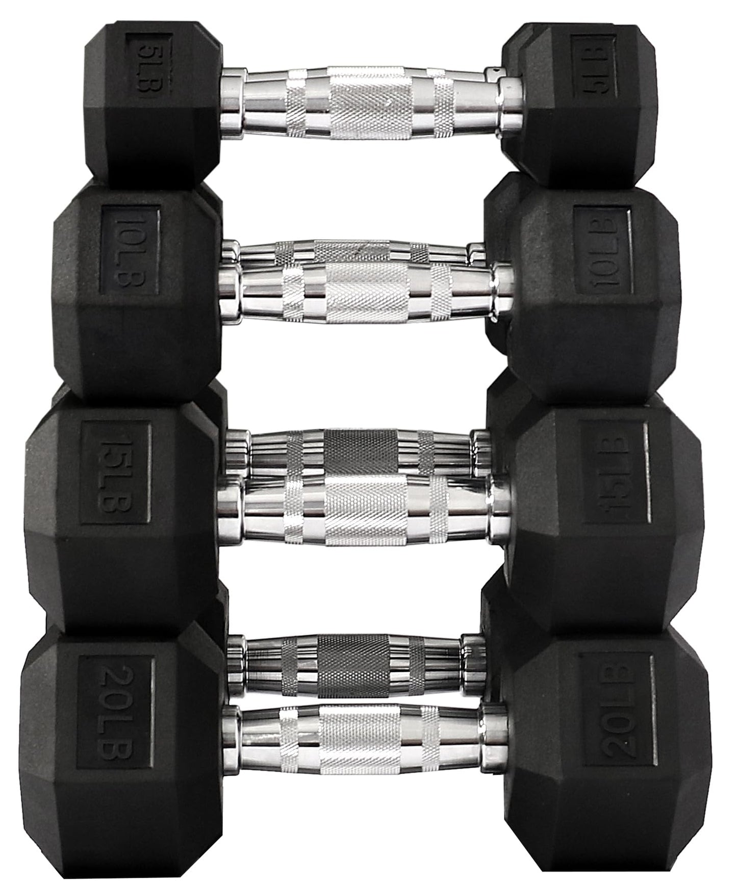 Fitvids Rubber Encased Hex Dumbbell, Set Including 5, 10, 15, 20LB Pairs