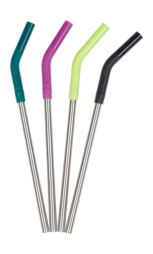 Klean Kanteen Straw 4-pack, Stainless Steel with Safe, Removable Silicone Tips - 8mm Diameter - Multi-Color, One Size (1005789)