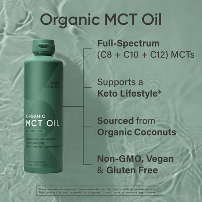 Sports Research® Organic Coconut MCT Oil, 16oz (Unflavored)