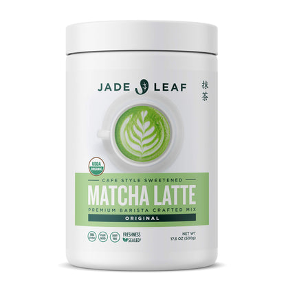 Jade Leaf Matcha Organic Cafe Style Sweetened Matcha Latte Green Tea Powder, Premium Barista Crafted Mix - Authentically Japanese (1.1 Pound Tin)