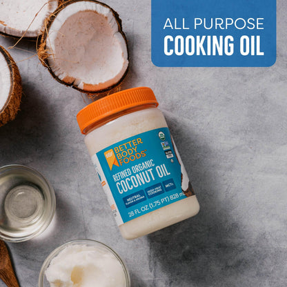 BetterBody Foods Refined Coconut Oil 28 Fl Oz, Organic, Non-GMO