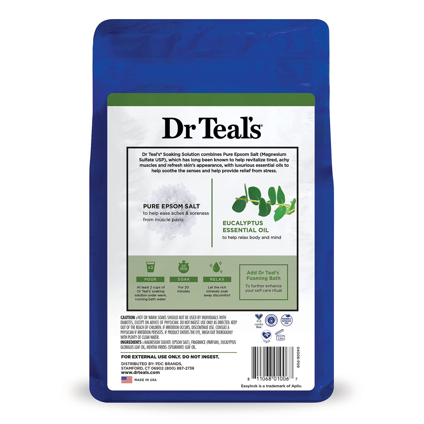 Dr Teal's Pure Epsom Salt, Relax & Relief With Eucalyptus And Spearmint, 3 lb (Pack of 4) (Packaging May Vary)