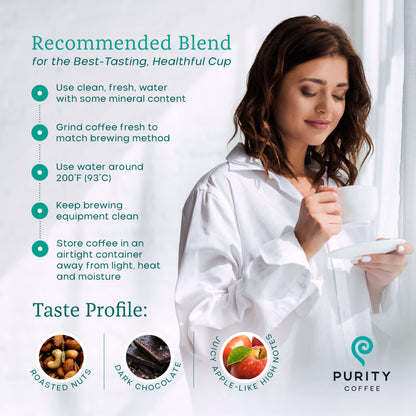 Purity Coffee FLOW Original Medium Roast Whole Bean (12oz Bag) | Specialty-Grade USDA Organic Arabica Blend | Third Party Tested for Mold, Mycotoxins & Pesticides