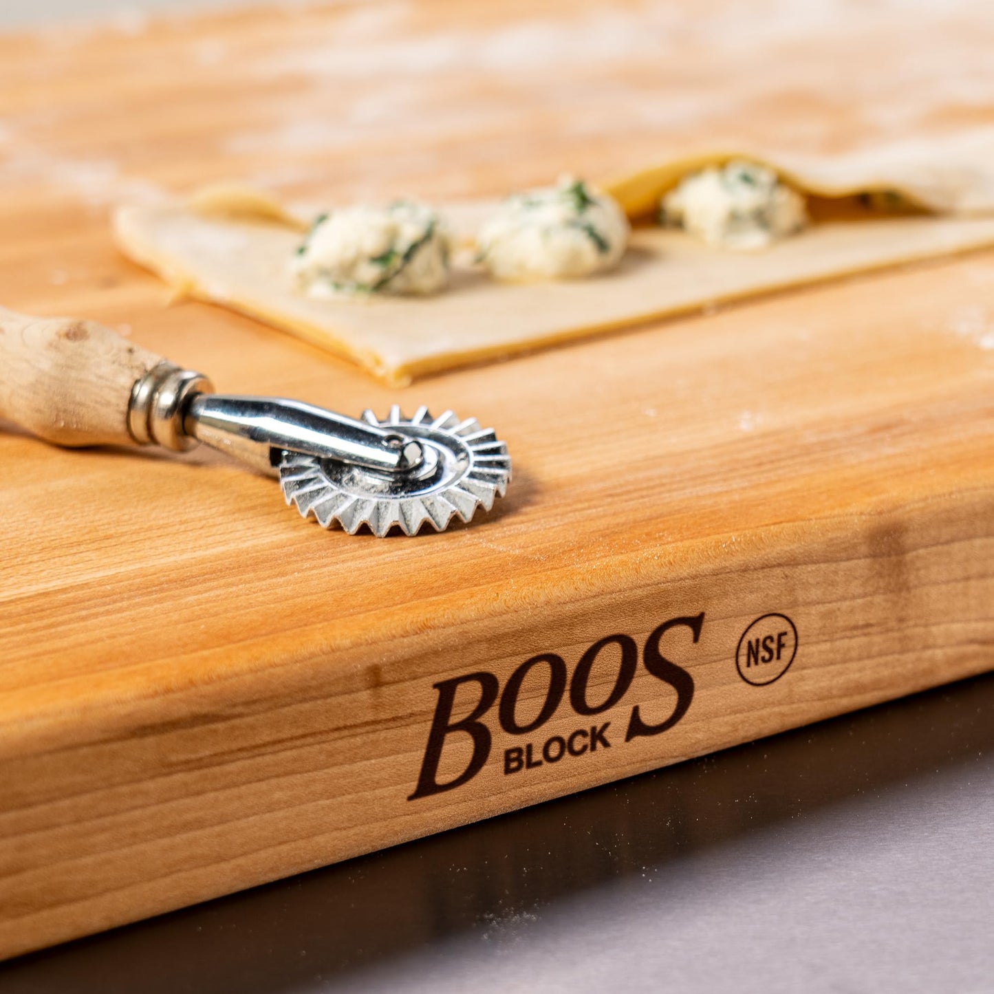 John Boos R-Board Series Rectangular Wooden Maple Cutting Board 24”x18” – 1.5” Thick, 18-lb Reversible Butcher Block with Edge-Grain & Finger Grips – Made in the USA