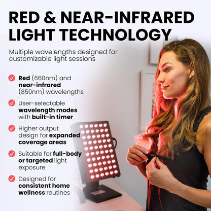Hooga Red Light Therapy Panel Device – 660nm Red & 850nm Near Infrared Light Therapy, LED Light Therapy Lamp for Face & Body, Dual Chip LEDs, Timer, Adjustable Stand – PRO300