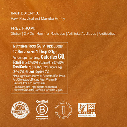 Manukora Raw Manuka Honey, MGO 200+, New Zealand Honey, Non-GMO, Traceable from Hive to Hand, Daily Wellness Support - 250g (8.82 Oz)