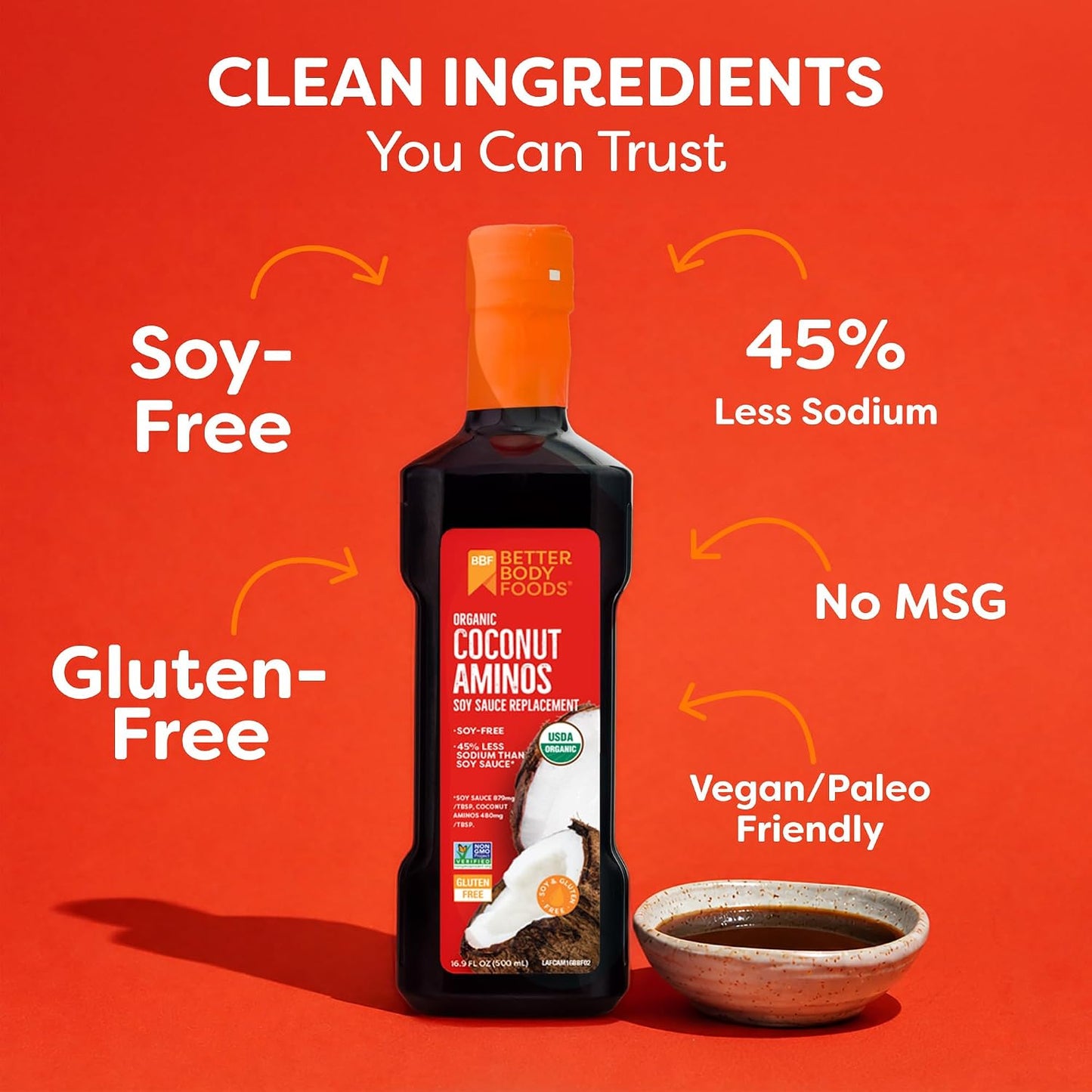 Better Body Foods Coconut Aminos (Soy Sauce Substitute) - 16.9 oz Bottle