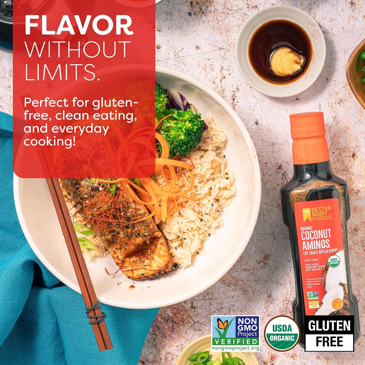 Better Body Foods Coconut Aminos (Soy Sauce Substitute) - 16.9 oz Bottle
