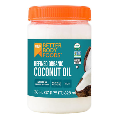 Better Body Foods Organic Refined Coconut Oil (Great for cooking) - 28 oz
