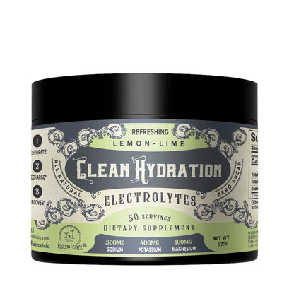 Roots & Leaves Clean Hydration Electrolytes - 50 servings (2 Flavors)