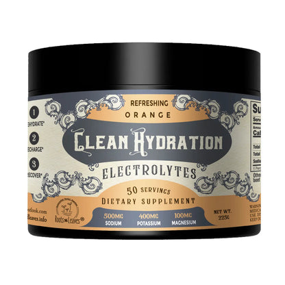 Roots & Leaves Clean Hydration Electrolytes - 50 servings (2 Flavors)